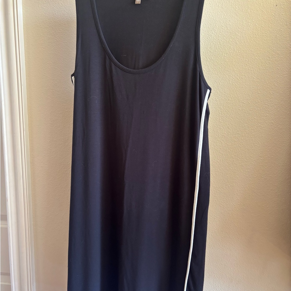 Lilla P Black Midi Dress with White Trim